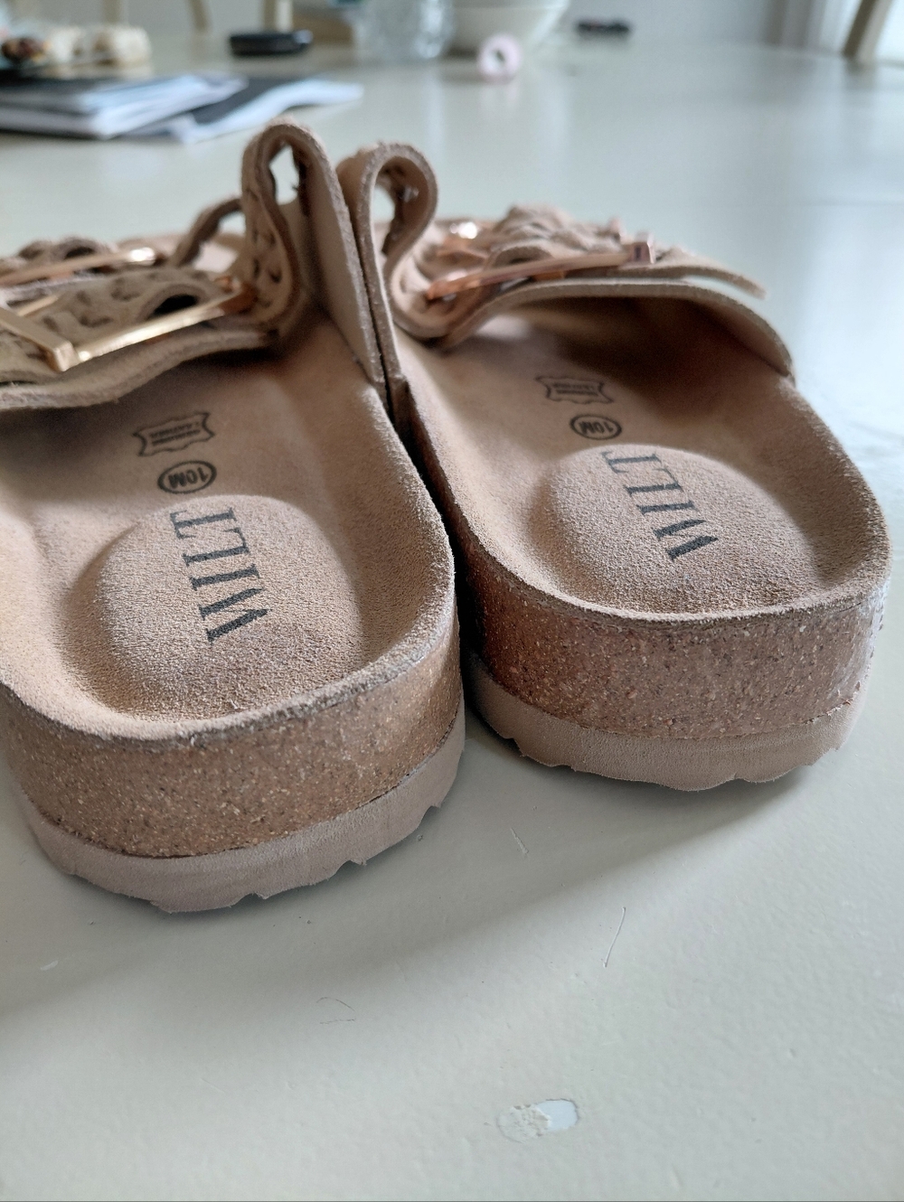 Wilt Tan Sandals with Gold Buckles Suede - Picture 3 of 8